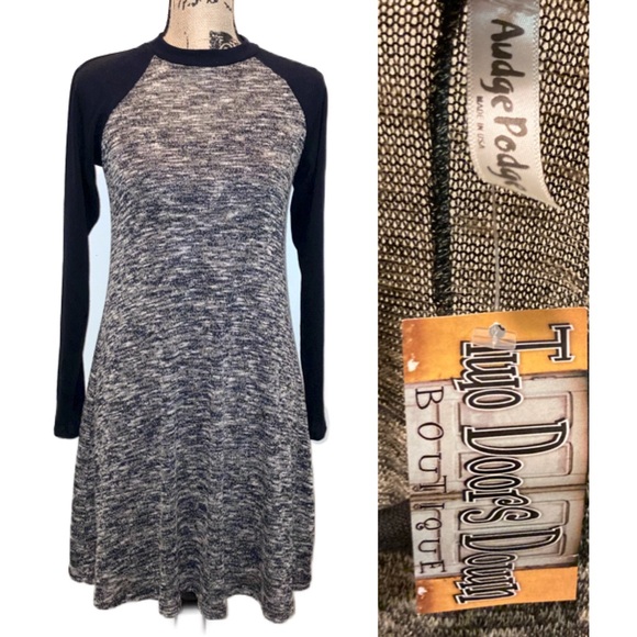 Audge Podge Two Tone T-shirt Stretchy Jersey Dress - Picture 5 of 8